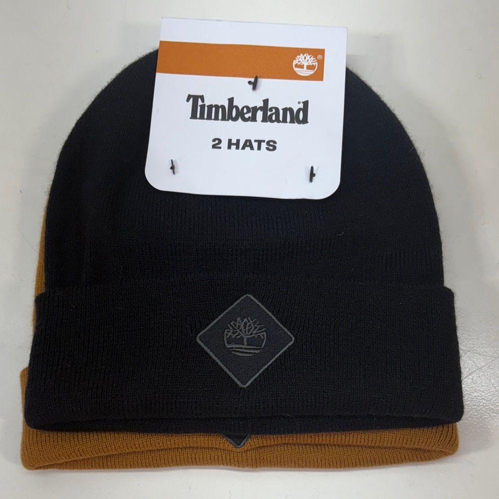 Timberland Dual-Tone Black and Tan Beanie Set - Picture 4 of 5